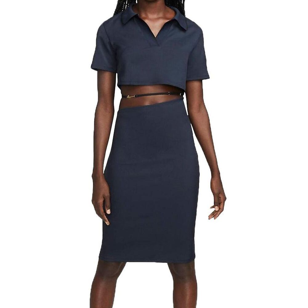 Nike X Jacquemus Navy Blue Polo Dress Cut Out Strappy Logo SZ M NWT
